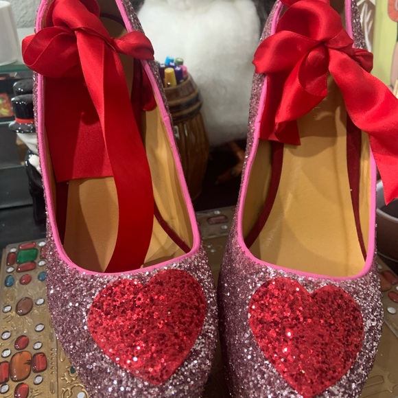 Glitter pink and red platform stiletto heels - Picture 4 of 4